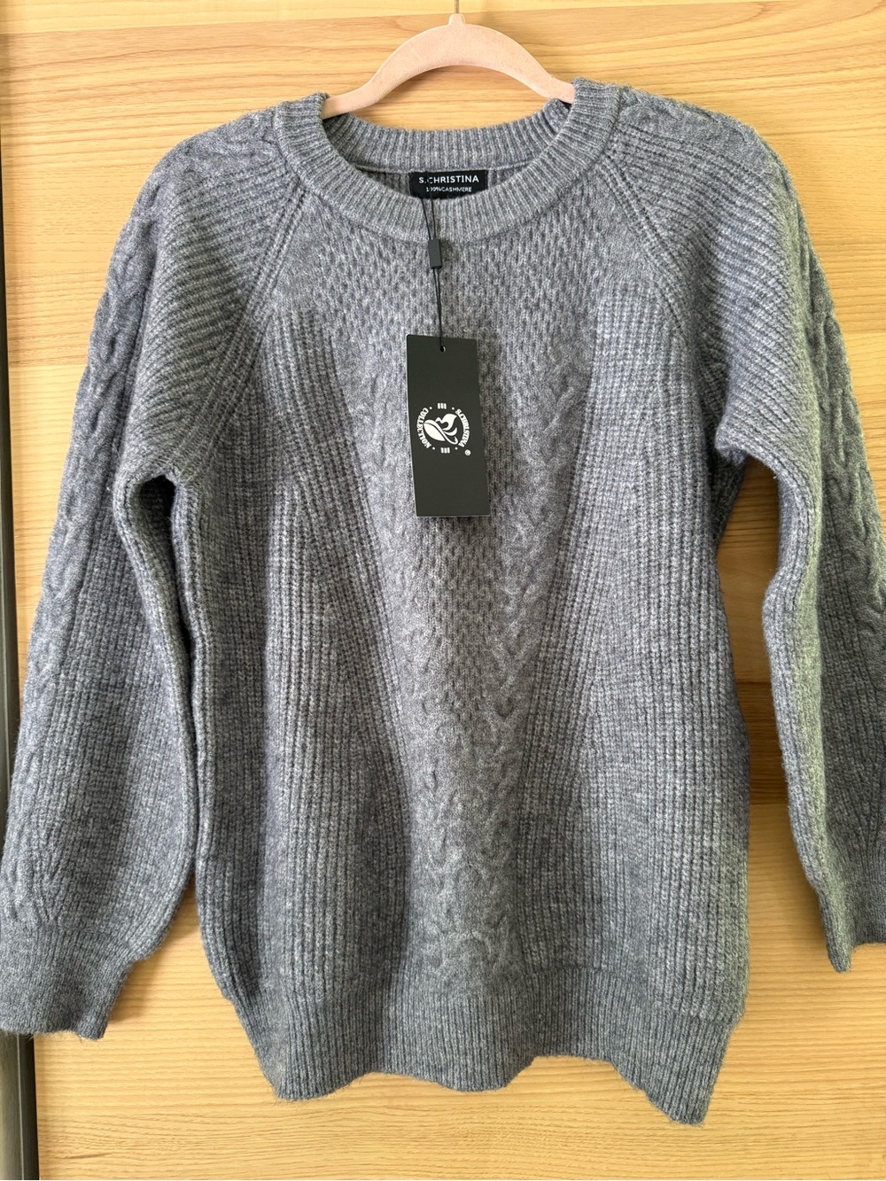 Christina Gray Cable-Knit Women's Sweater 100% Cashmere NWT